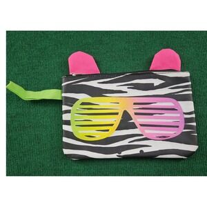 Zebra Print Sunglasses Pouch Cosmetic Bag Zipper Pouch Cute Ears